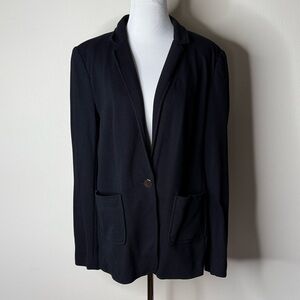 LOFT Black Knit Single Button Blazer